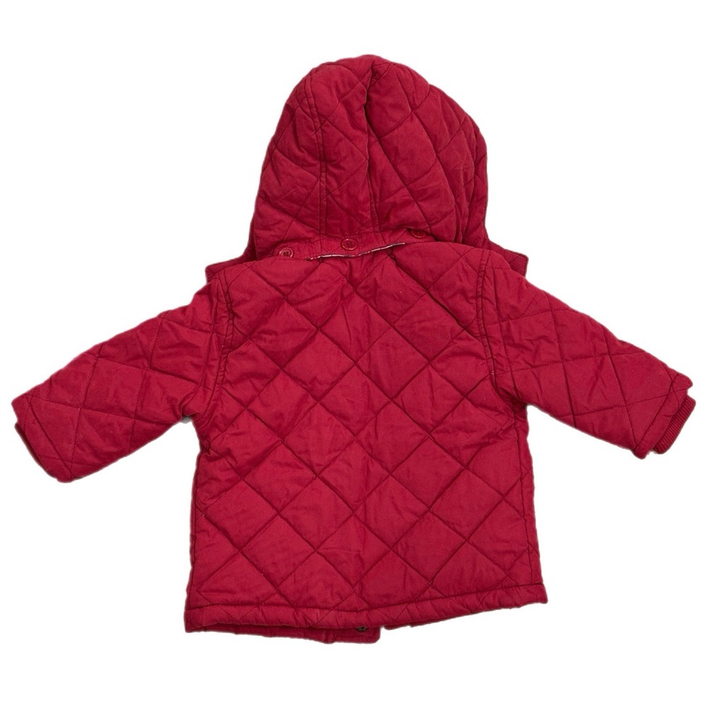 Panco Kids Red Quilted Hooded Jacket Plaid Lined 6-9 Months - Picture 5 of 8